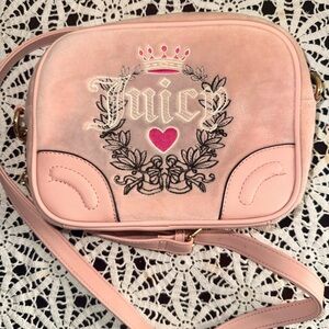 Juicy Couture Pink Velour Heritage Crossbody bag